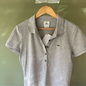 Women's New Lacoste Women's Polo Shirt Gray Size 42 Short Sleeve